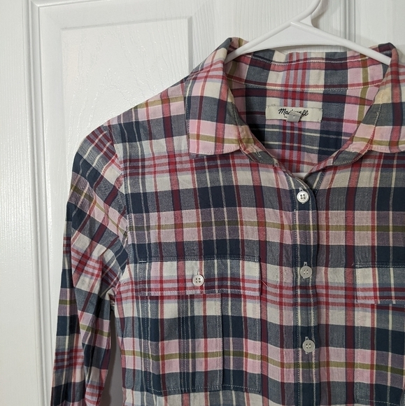 Madewell Plaid Coastal Cowgirl Grey and Red Button Down Utility Shirt Size‎ S - Picture 4 of 4